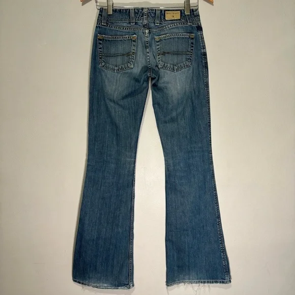 Vintage BKE Harbor Distressed Frayed 100% Cotton Long Flare Jeans Size 25 Y2K - Picture 4 of 12